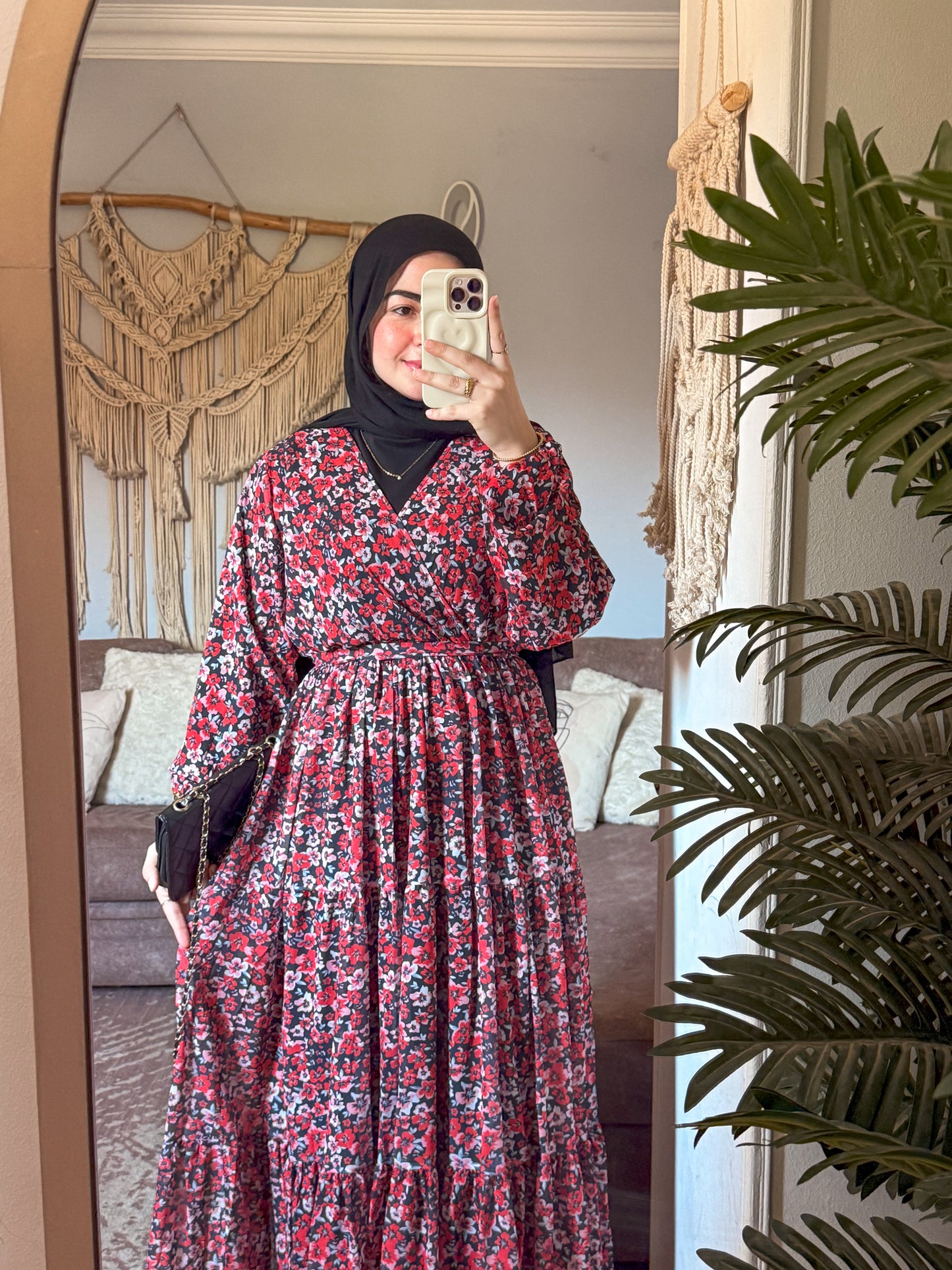 Red chiffon dress