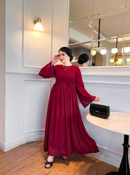 Burgundy pleats