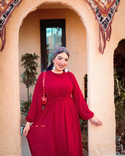 Dark red chiffon dress