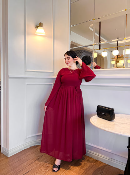 Burgundy pleats