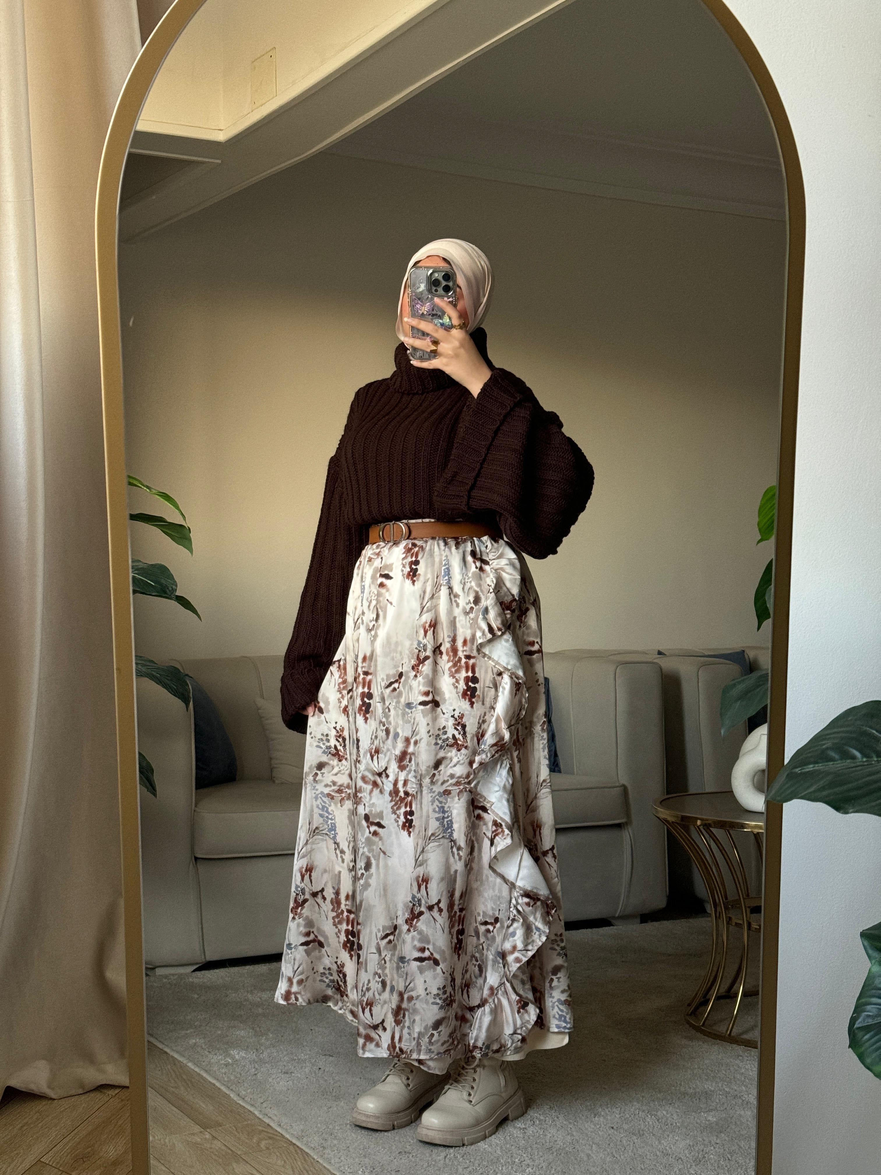Brown silky outfit