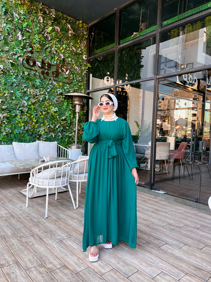 Dark green chiffon dress