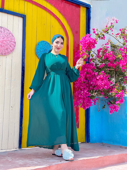 Dark green chiffon dress