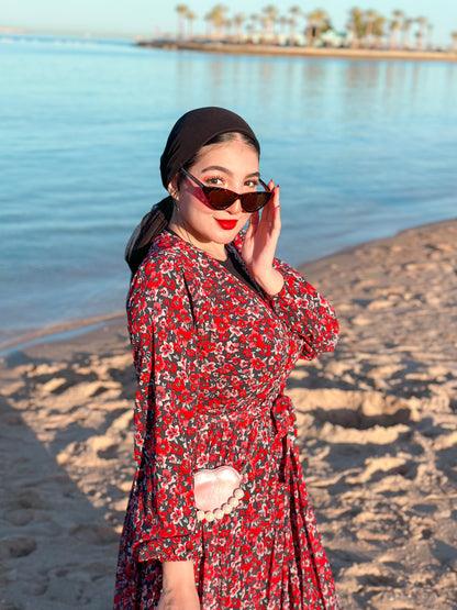 Red chiffon dress