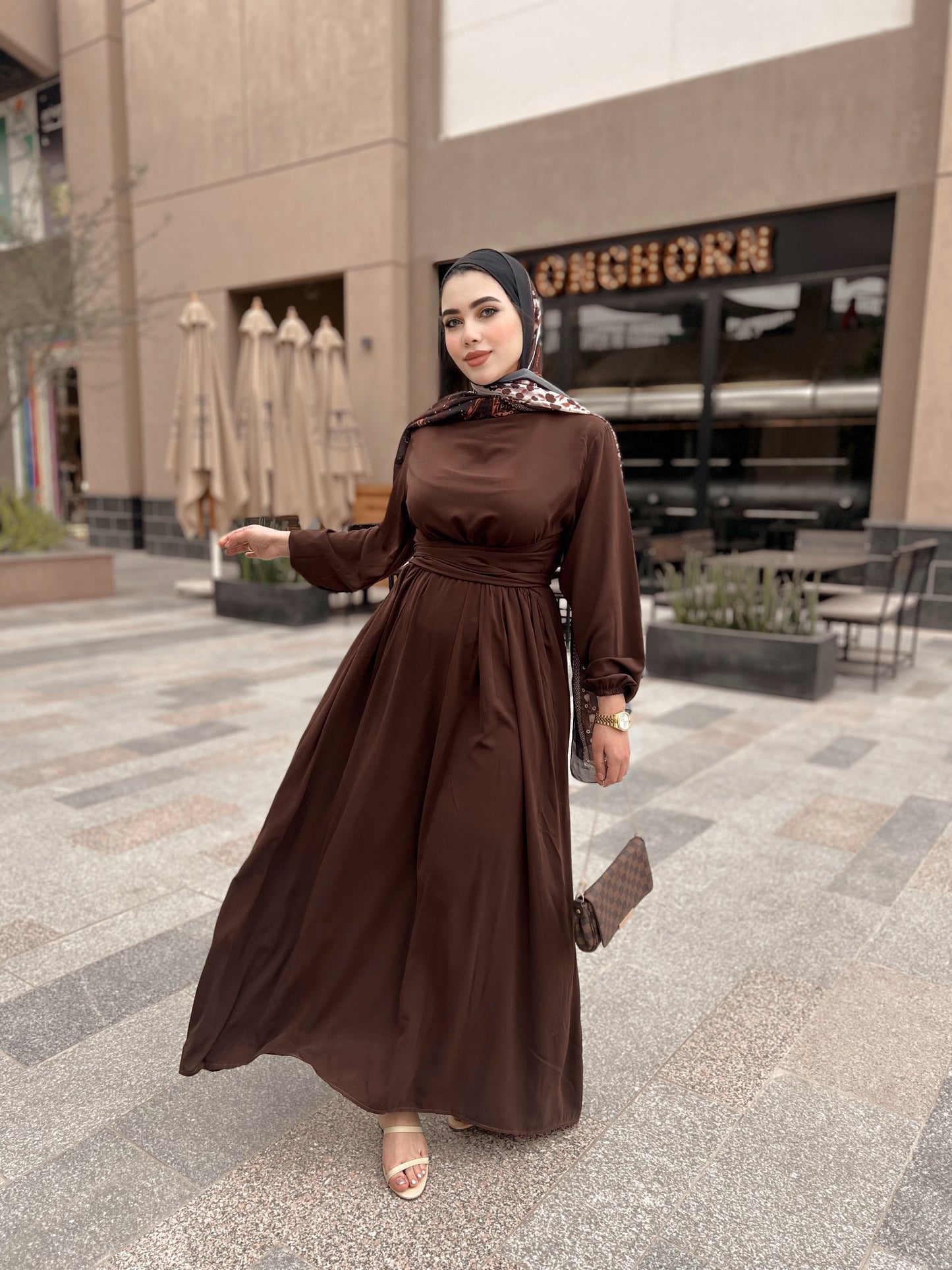 Brown crepe dress