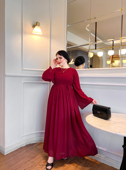 Burgundy pleats