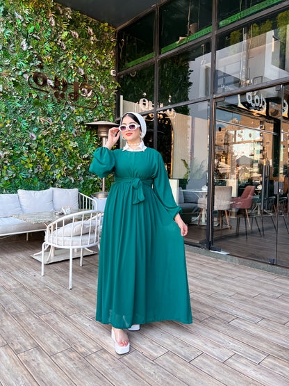 Dark green chiffon dress