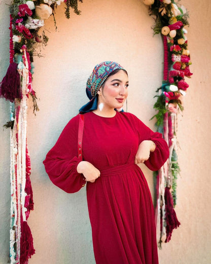 Dark red chiffon dress