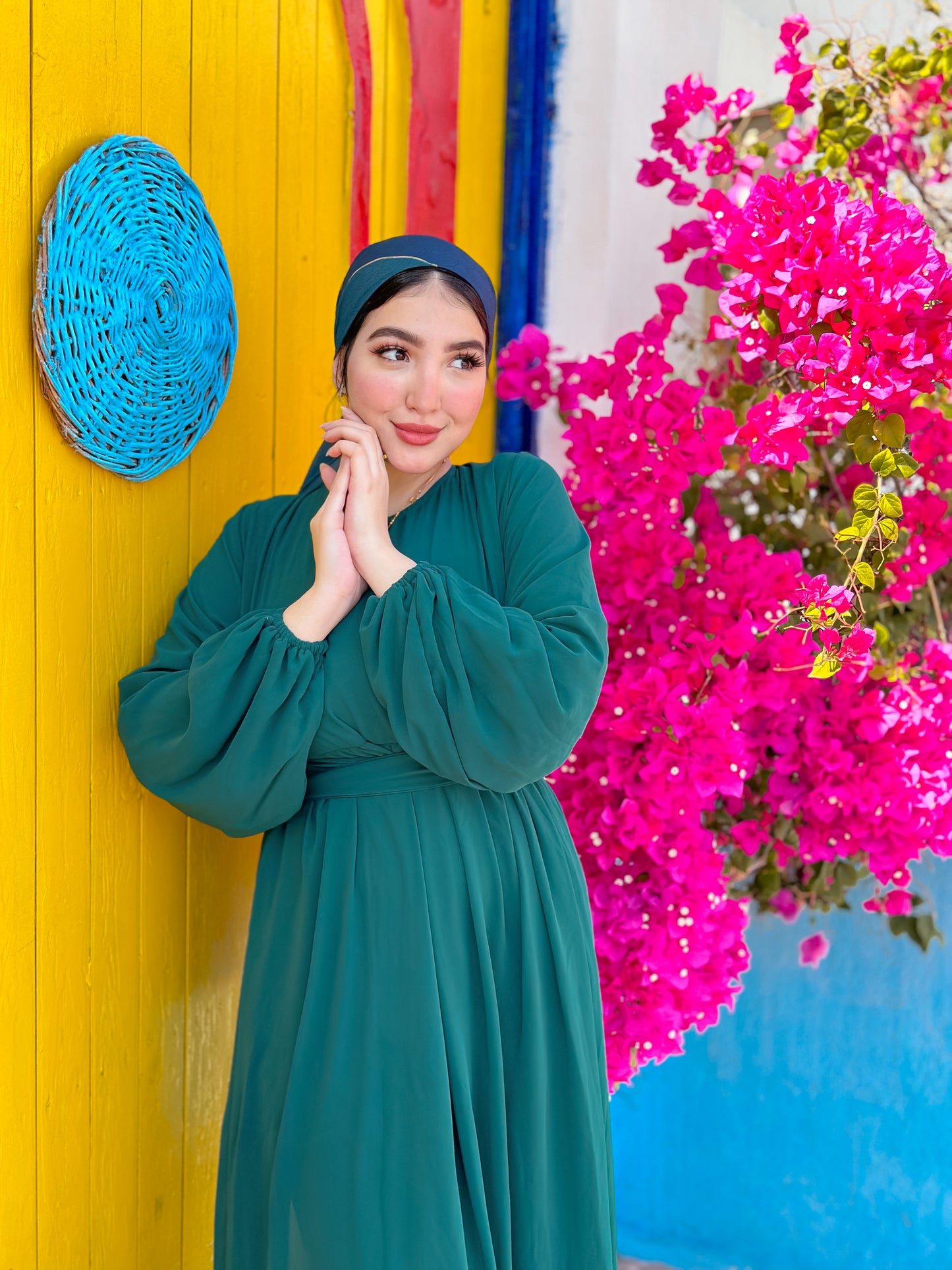 Dark green chiffon dress