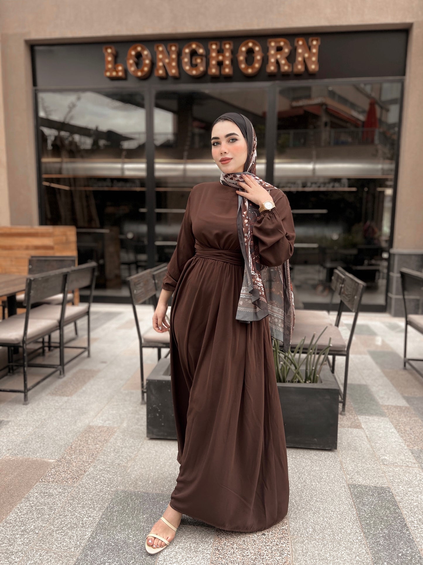 Brown crepe dress