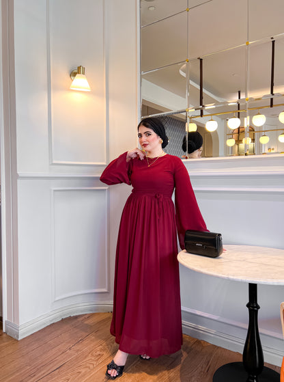 Burgundy pleats