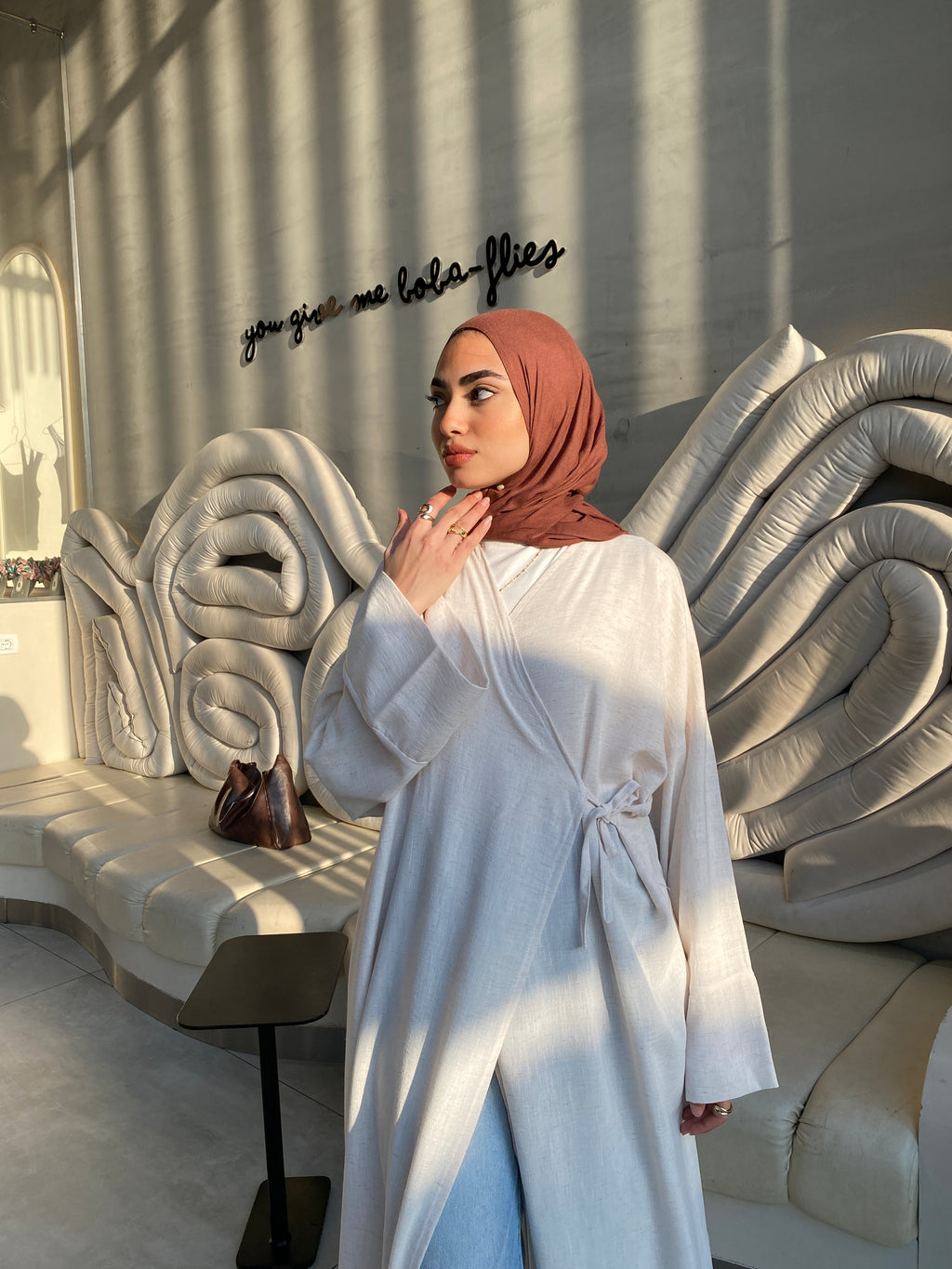 Easygo Beige pure linen dress