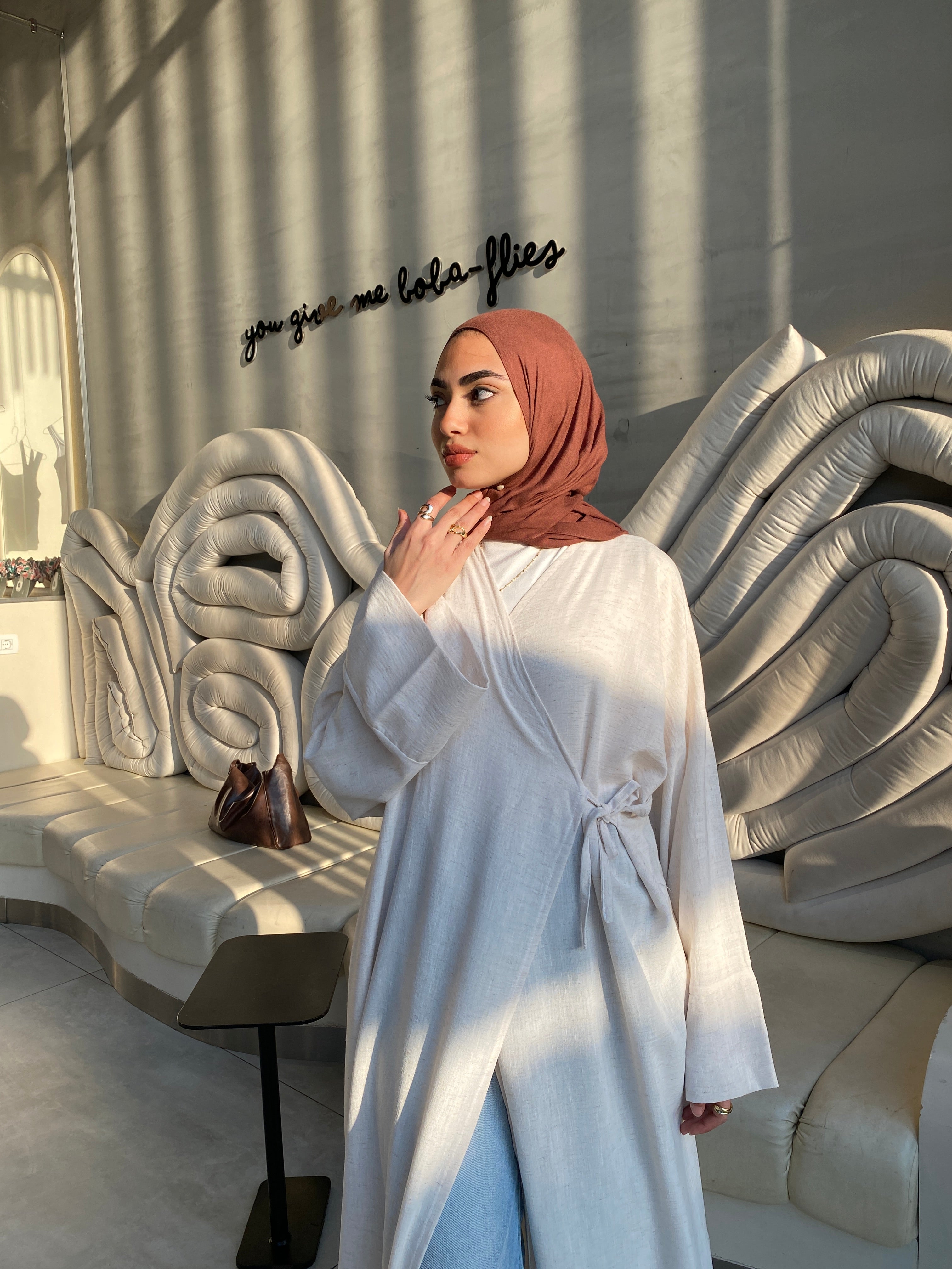 Easygo Beige pure linen dress