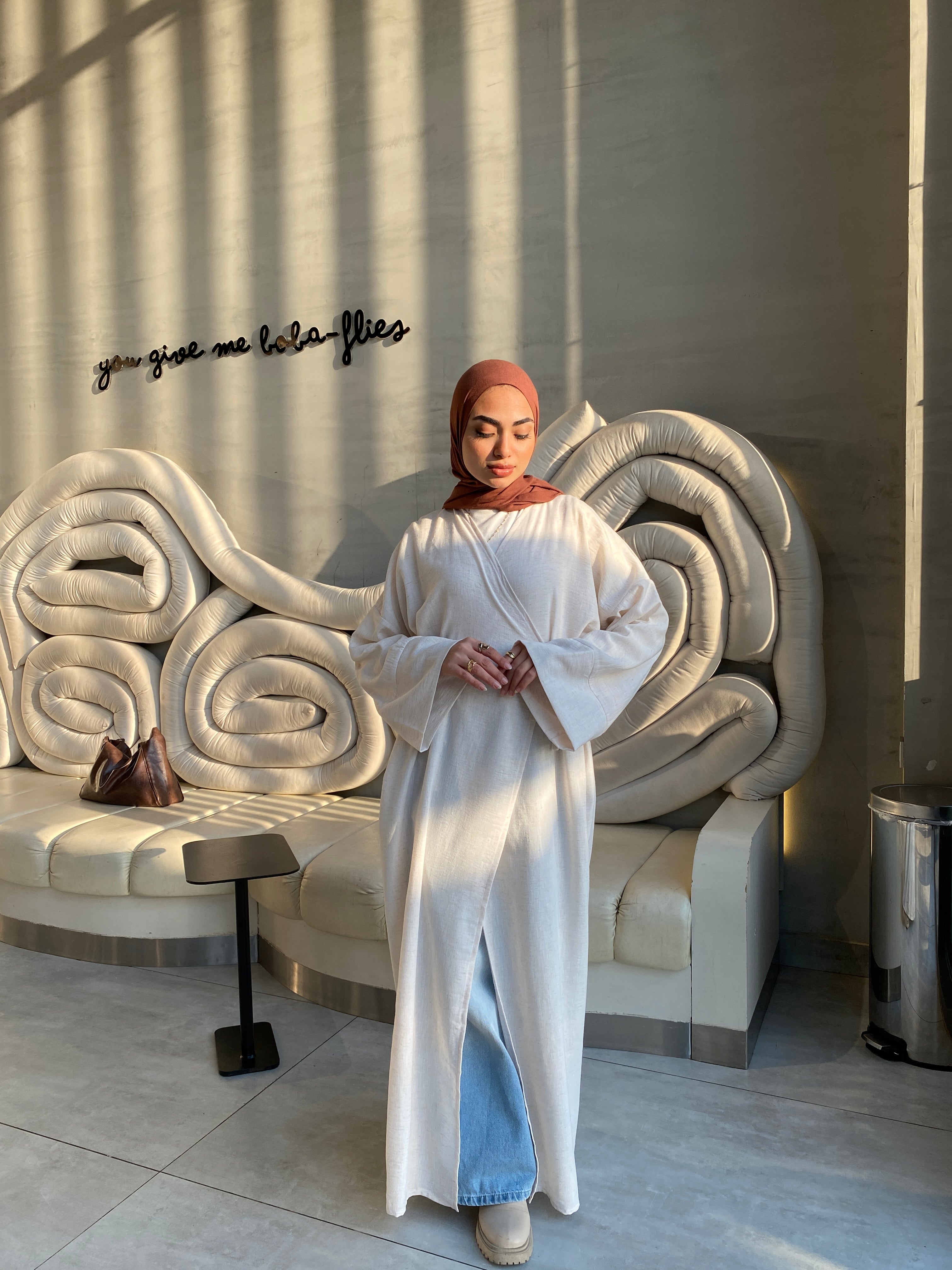 Easygo Beige pure linen dress