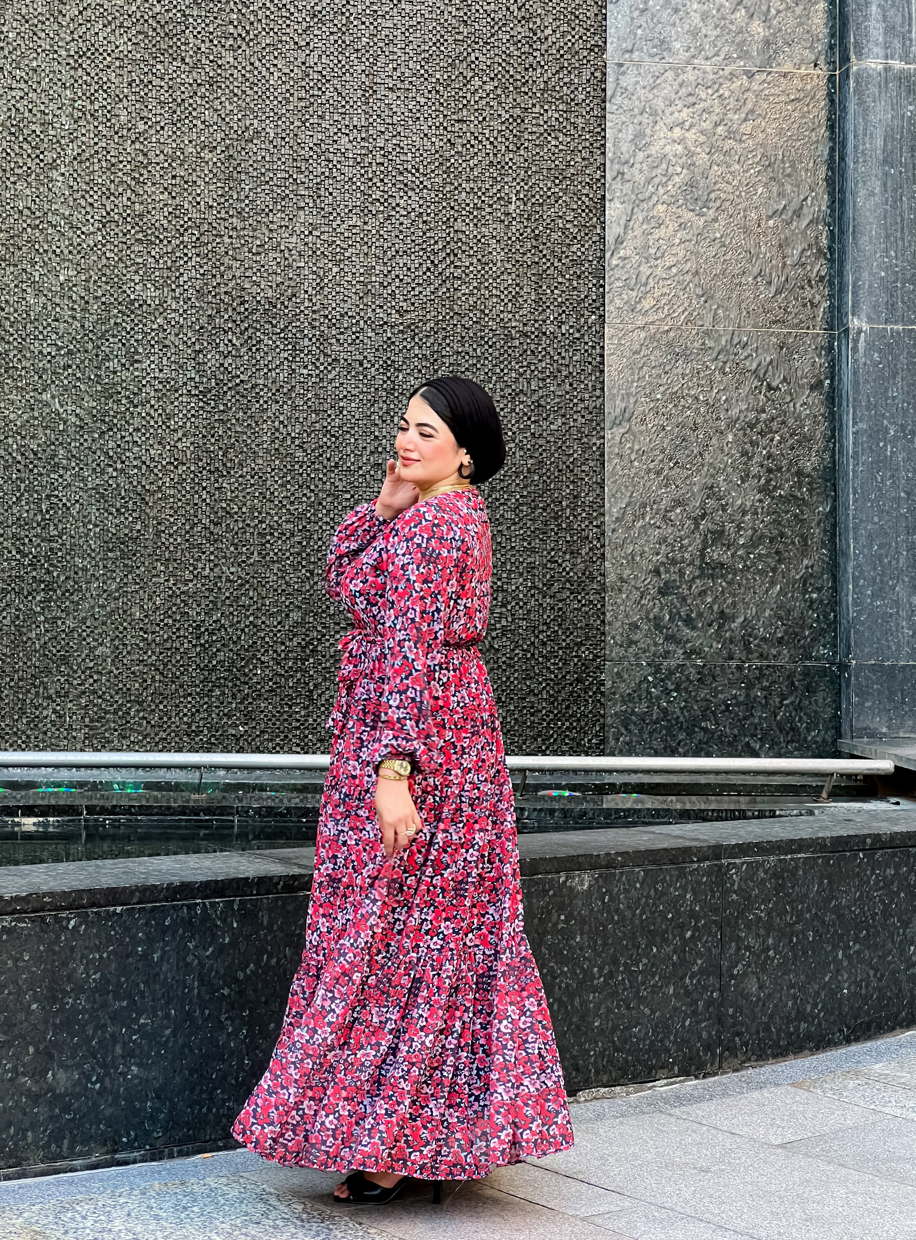 Red chiffon Dress