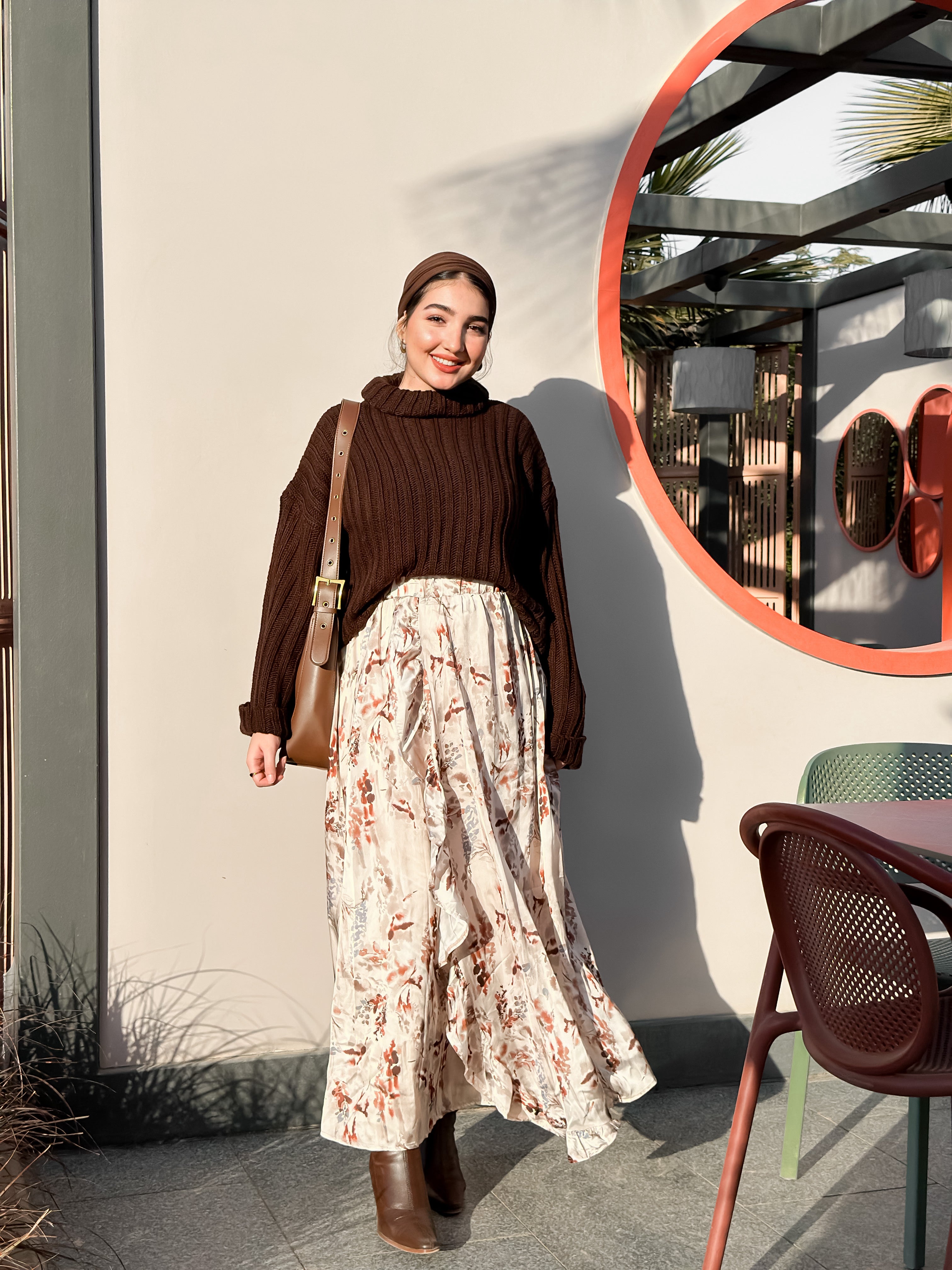 Brown silky outfit